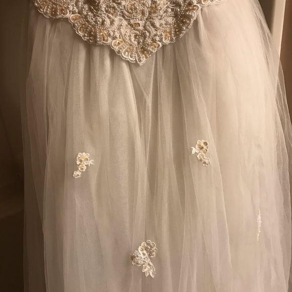 Off white, sequined, tulle Pageant Gown - Picture 5 of 6